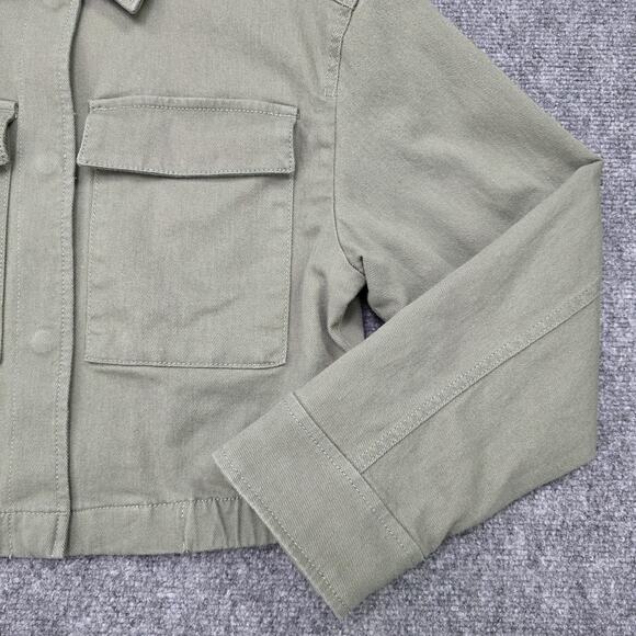 Abercrombie Fitch Jacket Womens XS Green Cropped Utility Snap Front Lined Preppy - Picture 14 of 16